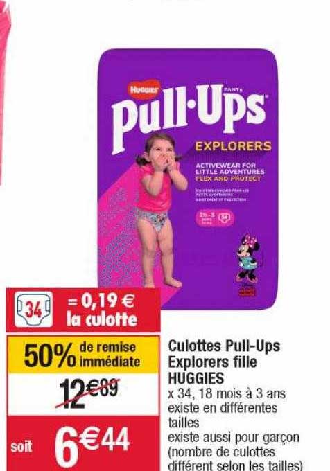 Culottes Pull-ups Explorers Fille Huggies 50% De Remise Immédiate