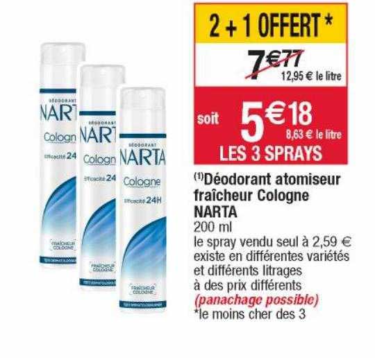 Déodorant Atomiseur Fraîcheur Cologne Narta