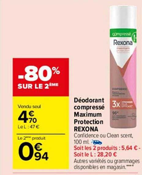 déodorant compressé maximum protection rexona
