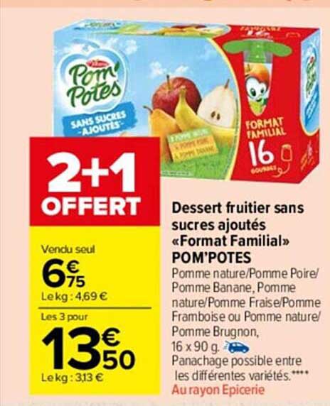 Dessert Fruitier Sans Sucres Ajoutés «format Familial» Pom'potes