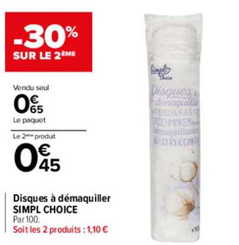 disques à démaquiller simpl choice -30% sur le 2ème