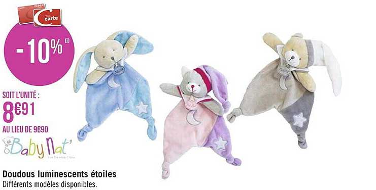 Doudous Luminescents étoiles Baby Nat'