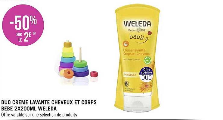 duo crème lavante cheveux et corps bébé 2 x 200ml weleda