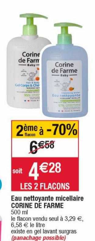 eau nettoyant micellaire corine de farme 2ème flacon à -70%