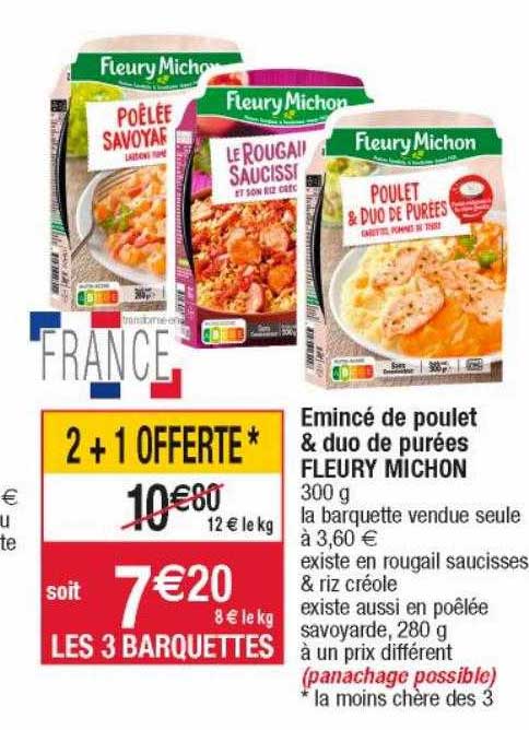 émincé de poulet & duo de purées fleury michon
