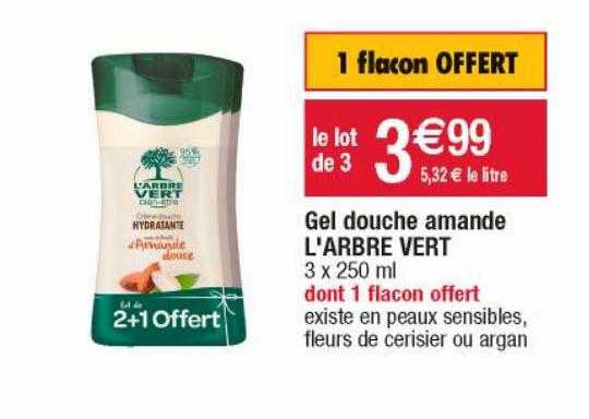 gel douche amande l'arbre vert