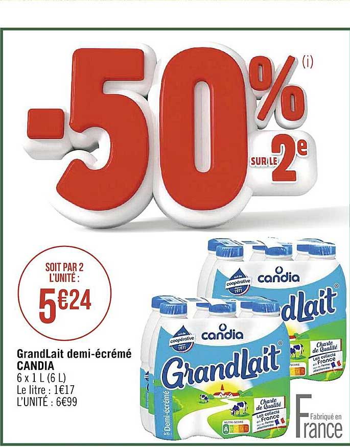 grandLait demi-écrémé candia
