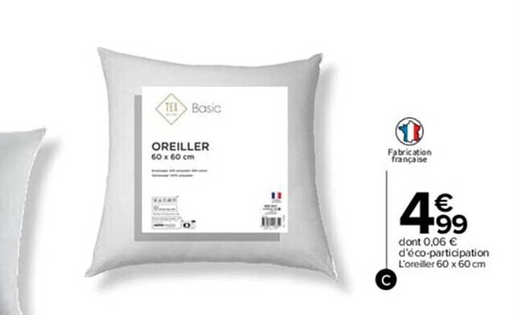 l'oreiller 60 x 60 cm tex home basic