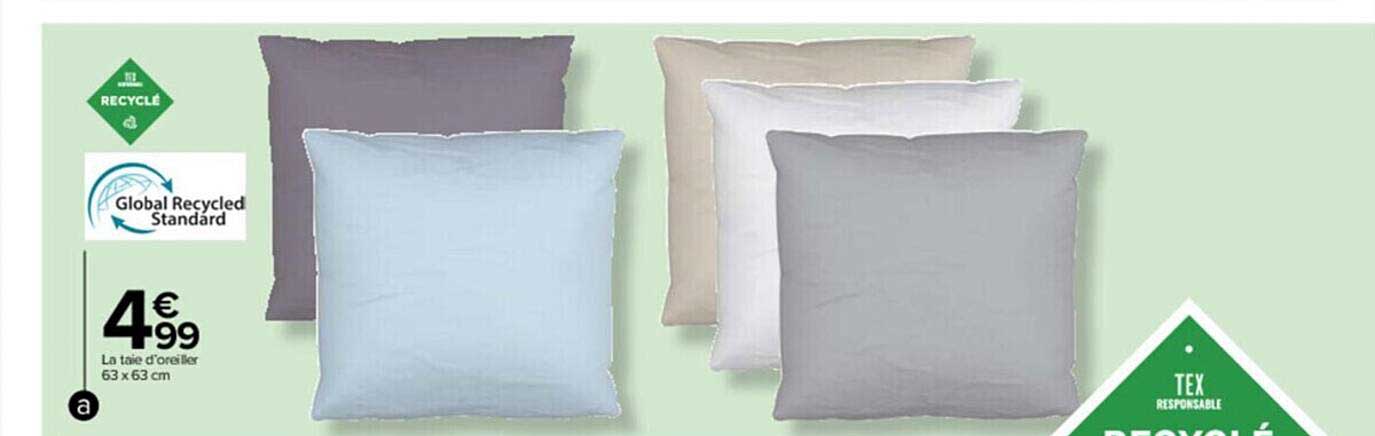 la taie d'oreiller 63 x 63 cm