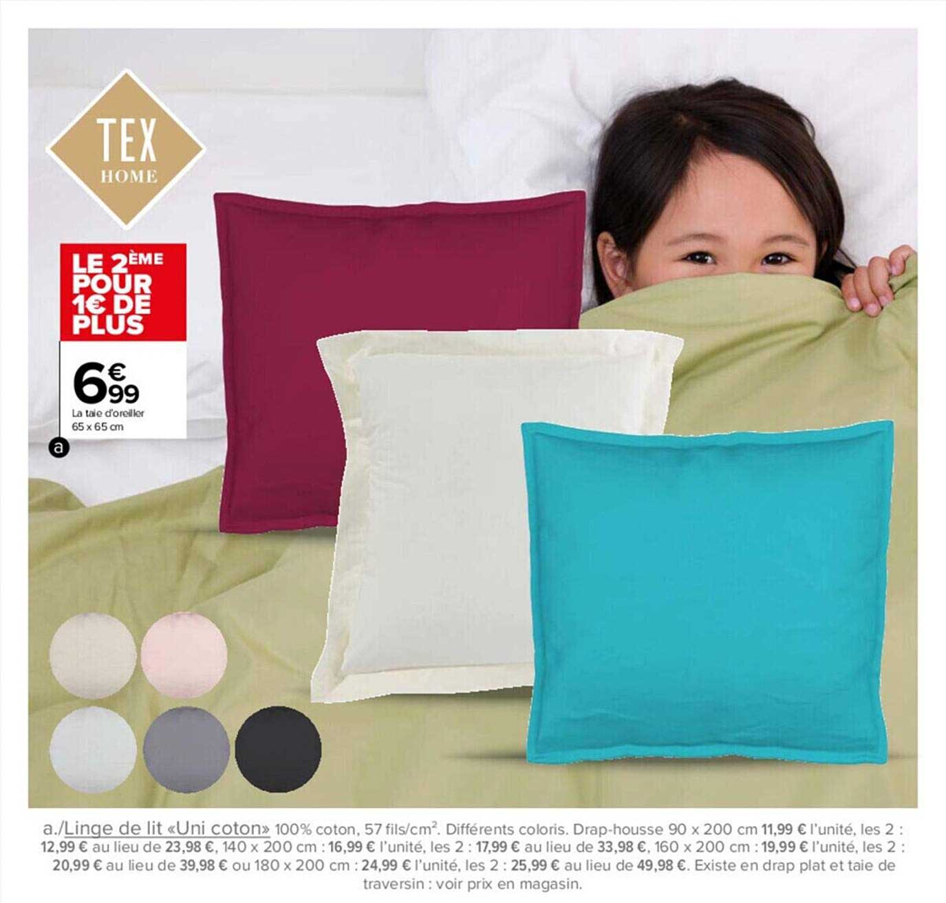 la taie d'oreiller 65 x 65 cm