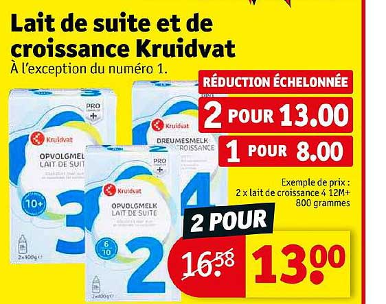 lait de suite et de croissance kruidvat