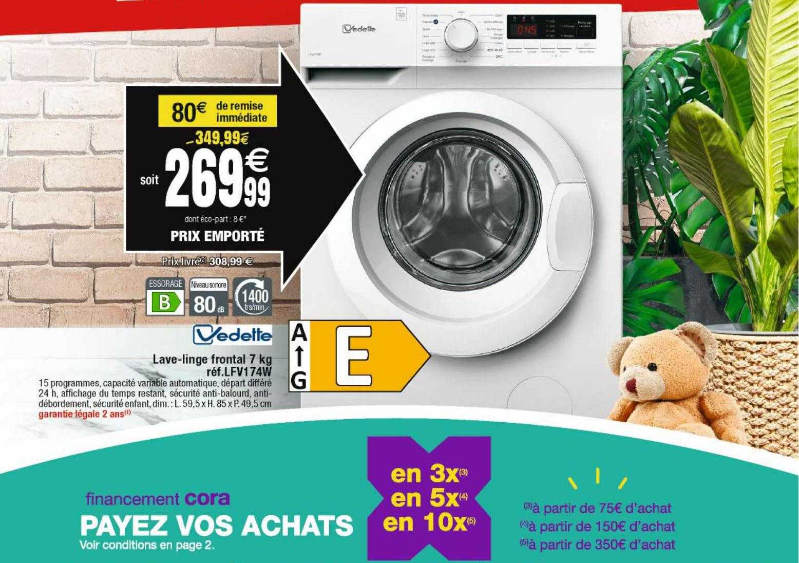 lave-linge frontal 7kg vedelte