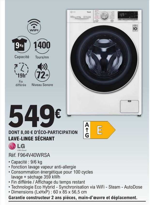 lave-linge séchant lg