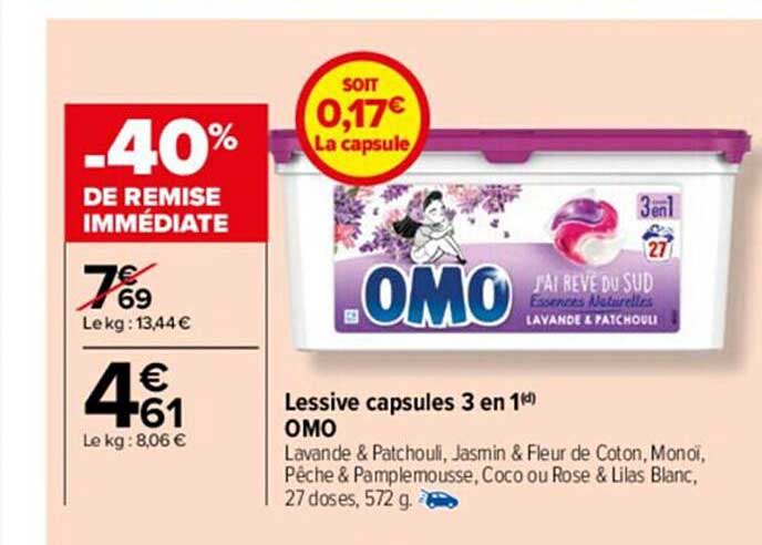 Lessive Capsules 3 En 1 Omo