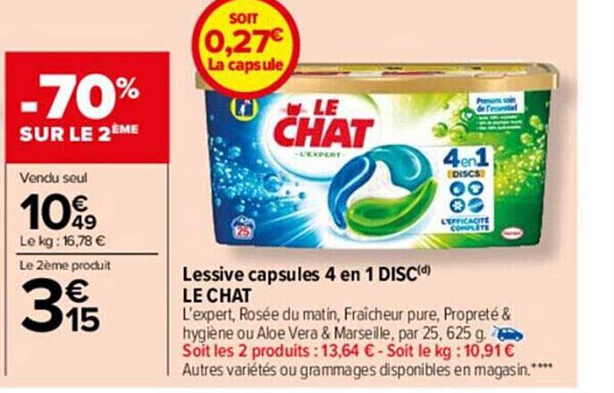 lessive capsules 4 en 1 disc le chat