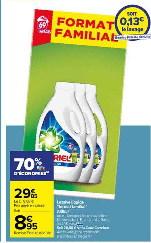 lessive liquide "format familial" ariel