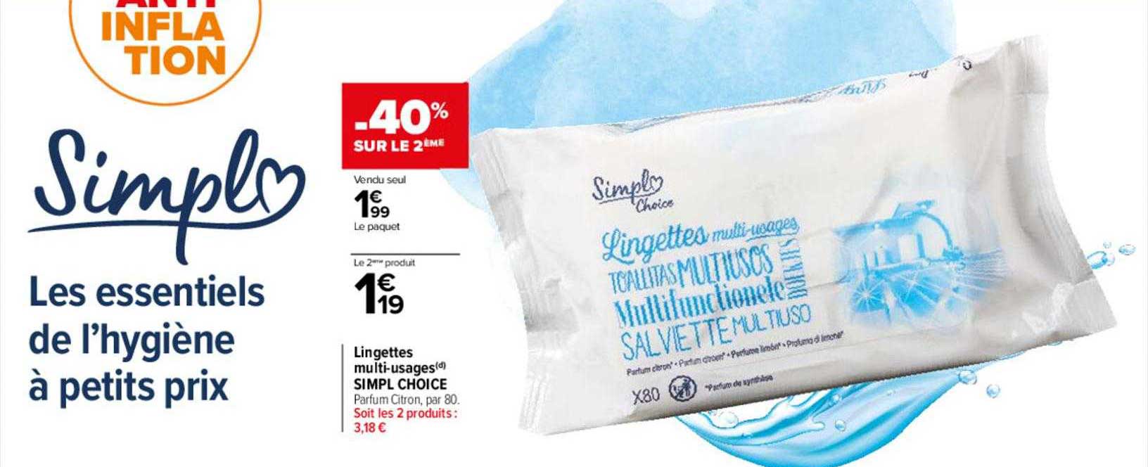 lingettes multi-usages simpl choice -40% sur le 2ème
