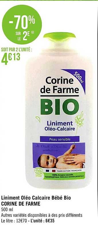 liniment oléo calcaire bébé bio corine de farme