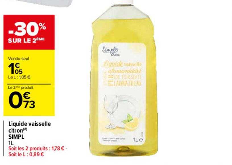 Liquide Vaisselle Citron Simpl -30% Sur Le 2ème