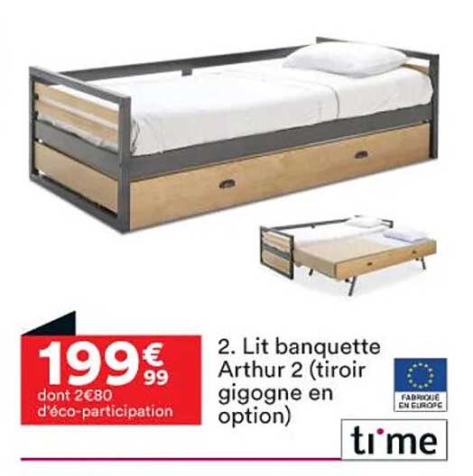 lit banquette arthur 2 (tiroir gigogne en option) ti'me