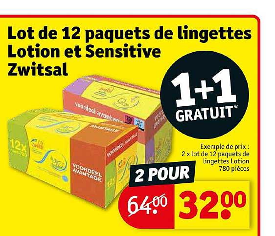 lot de 12 paquets de lingettes lotion et sensitive zwitsal