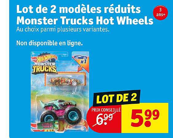 lot de 2 modèles réduits monster trucks hot wheels