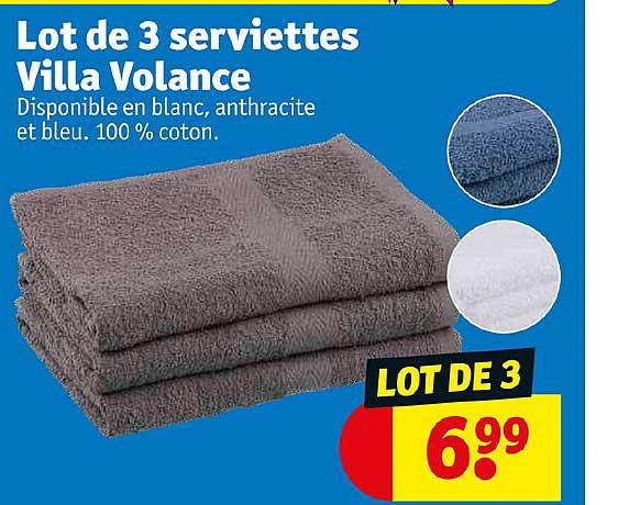 lot de 3 serviettes villa volance