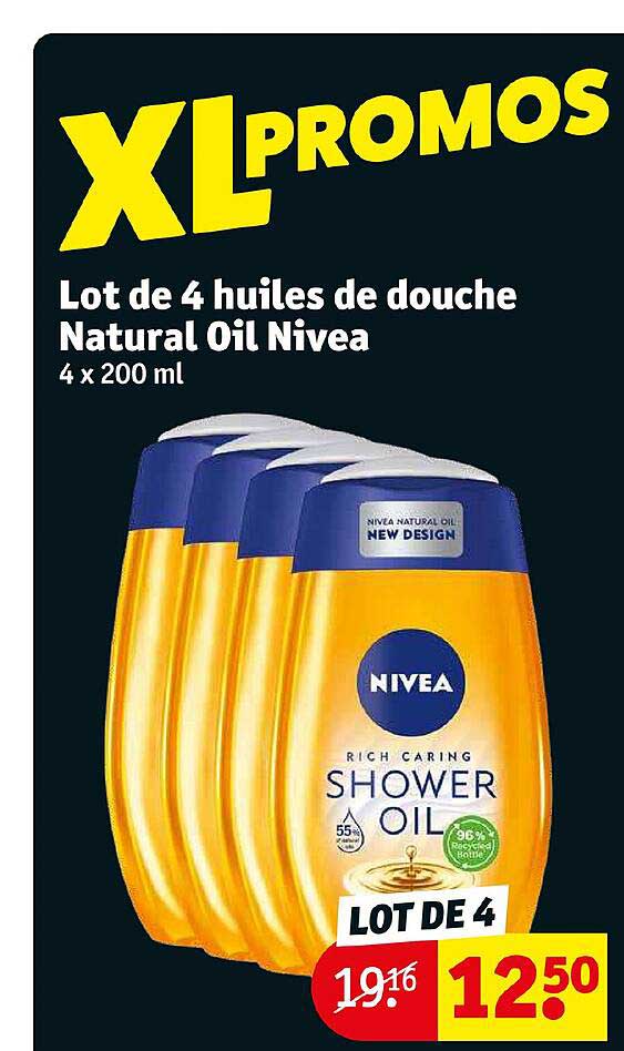 lot de 4 huiles de douche natural oil nivea