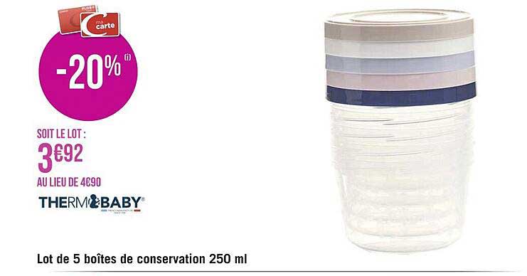 lot de 5 boîtes de conservation 250ml therm & baby