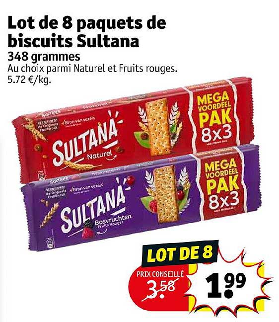 lot de 8 paquets de biscuits sultana