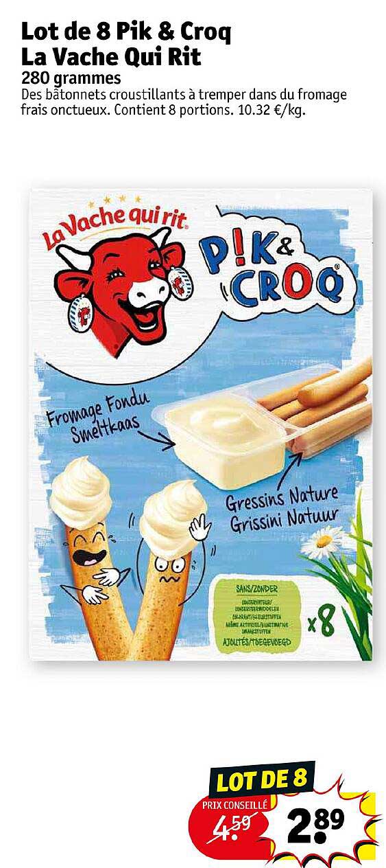 lot de 8 pik & croq la vache qui rit