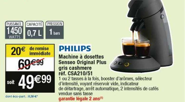 machine à dosettes senseo original plus gris cashmere philips