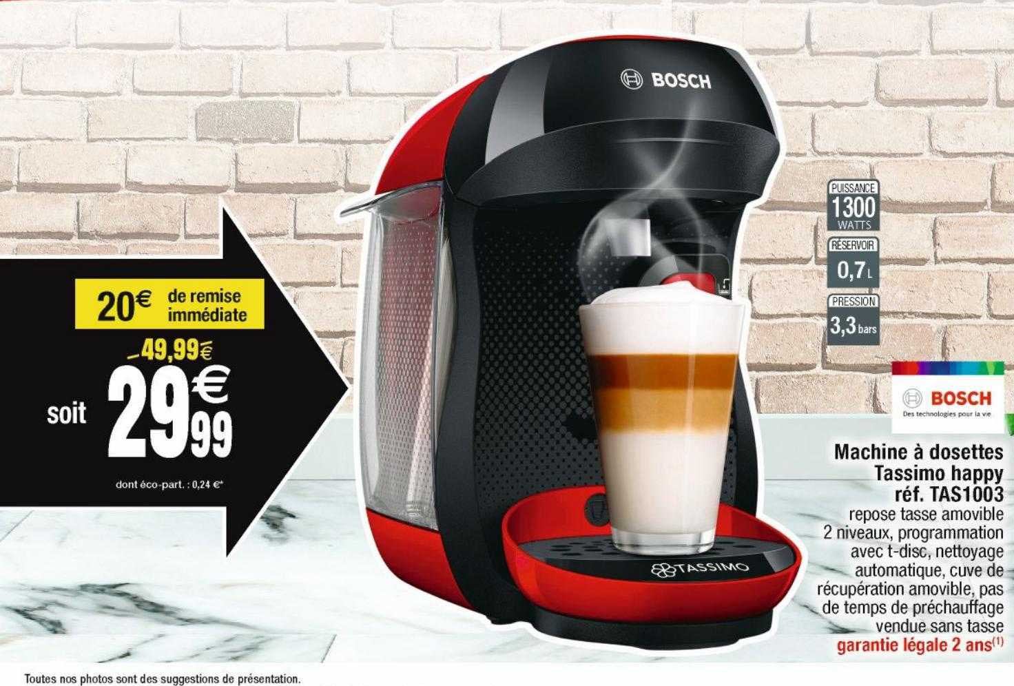 Machine à Dosettes Tassimo Happy Tas1003 Bosch