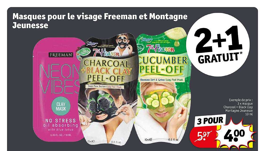 masques pour le visage freeman et montagne jeunesse