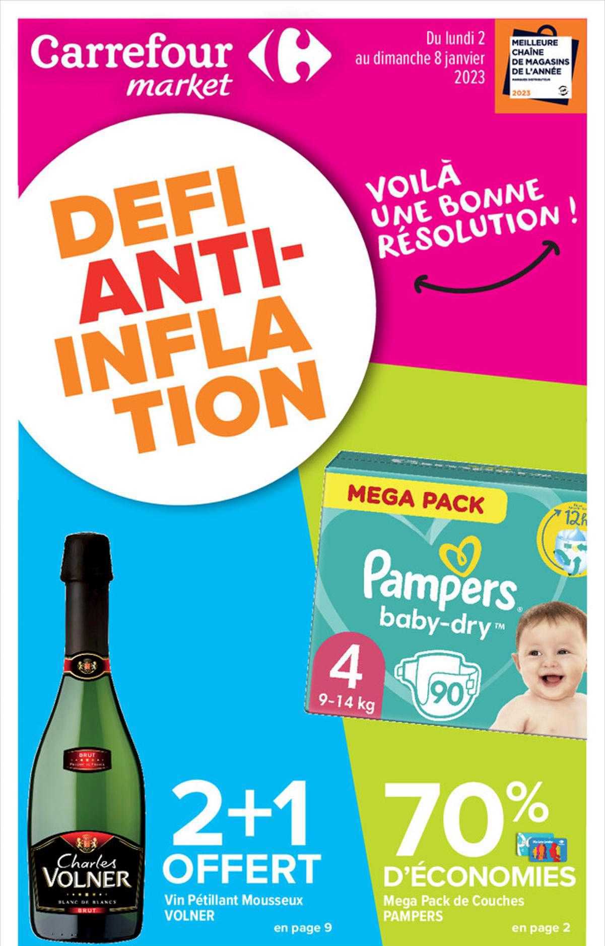 mega pack de couches pampers, vin pétillant mousseux volner