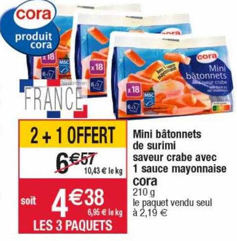 Mini Bâtonnets De Surimi Saveur Crabe Avec 1 Sauce Mayonnaise Cora