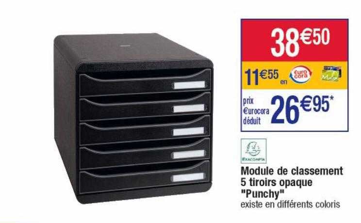 module de classement 5 tiroirs opaque "punchy"