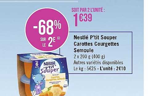 nestlé p'tit souper carottes courgettes semoule
