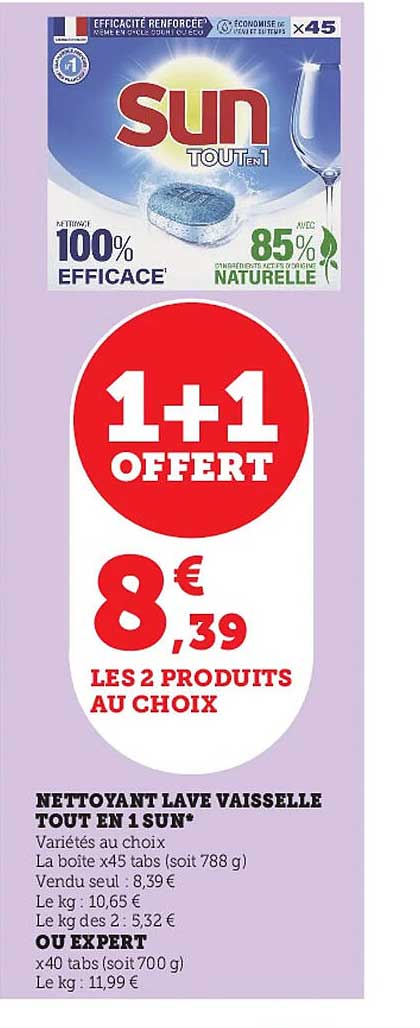 nettoyant lave vaisselle tout en 1 sun ou expert