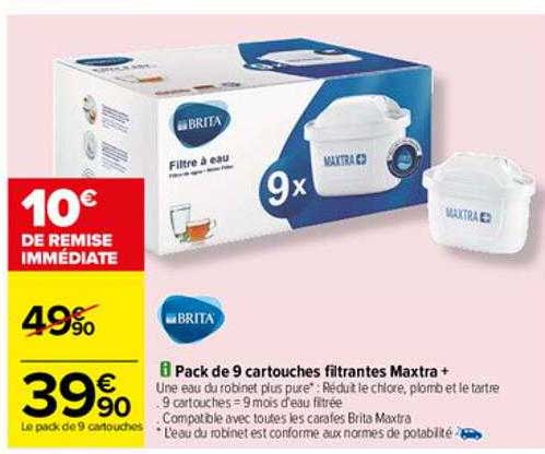 pack de 9 cartouches filtrantes maxtra + brita