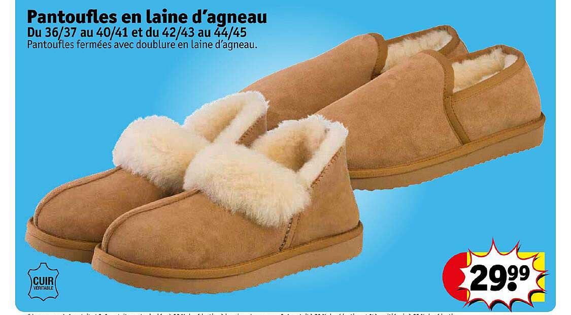 pantoufles en laine d'agneau