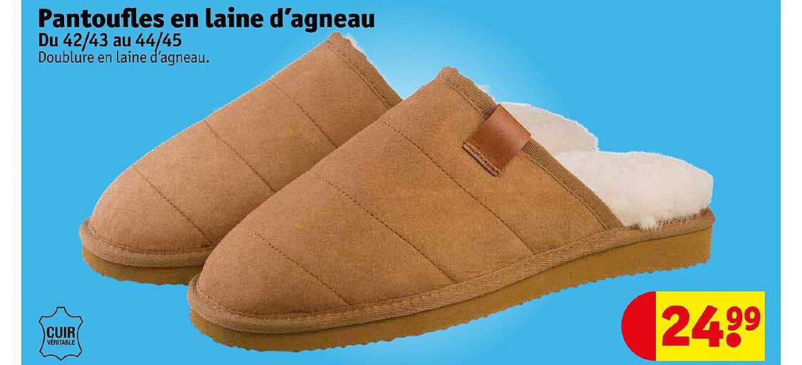 pantoufles en laine d'agneau