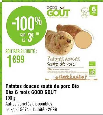 patates douces sauté de porc bio dès 6 mois good goût
