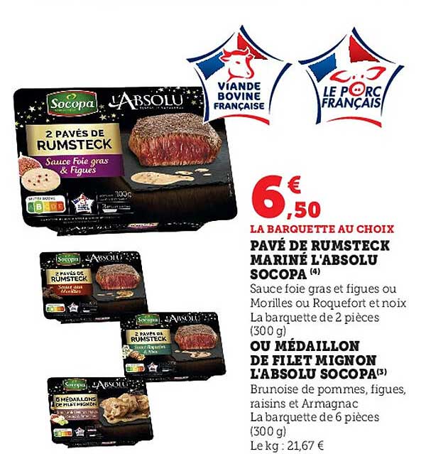 Pavé De Rumsteck Mariné L'absolu Socopa Ou Médaillon De Filet Mignon L'absolu Socopa
