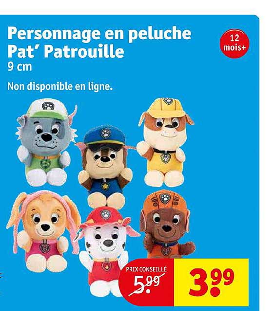 personnage en peluche pat' patrouille