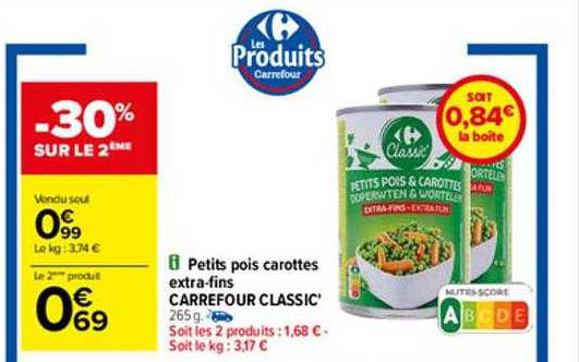 petits pois carottes extra-fins carrefour classic'