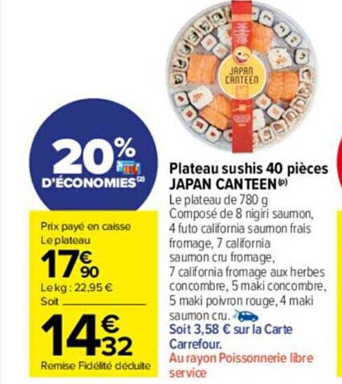 plateau sushis 40 pièces japan canteen
