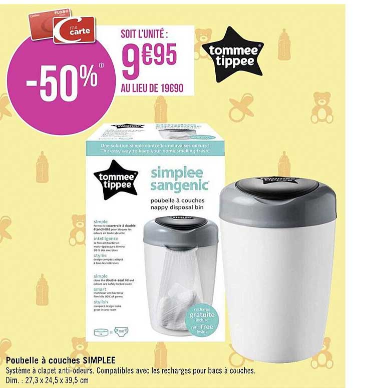 poubelle à couches simplee tommee tippee