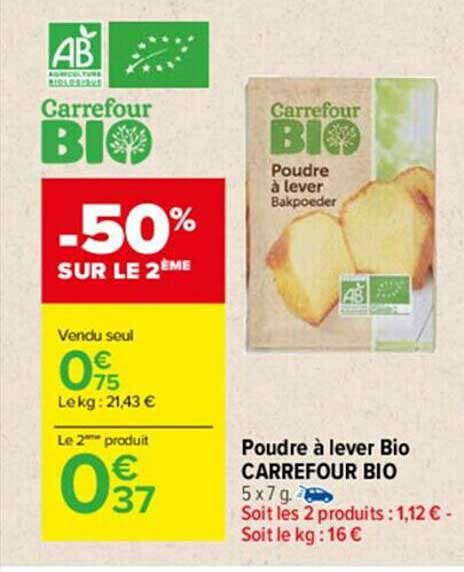 poudre à lever bio carrefour bio