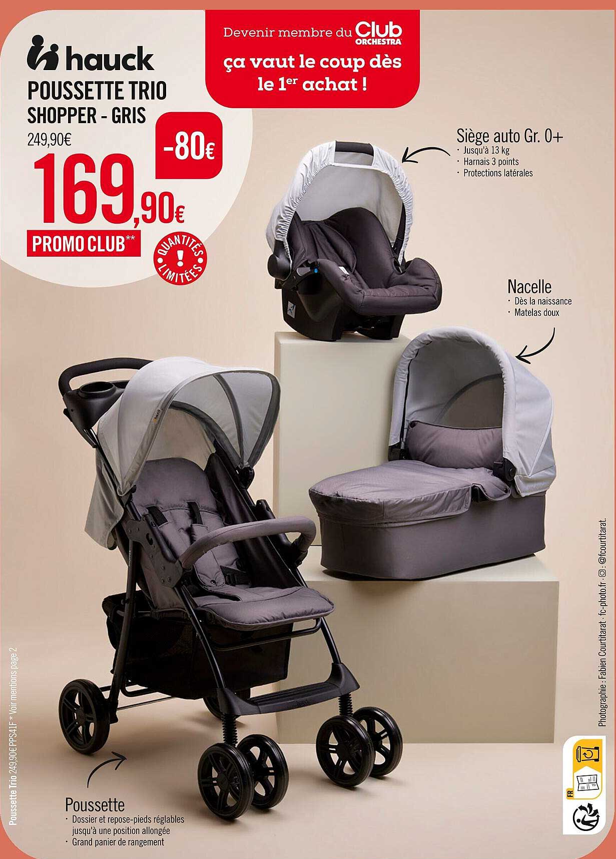 Poussette Trio Shopper - Gris Hauck